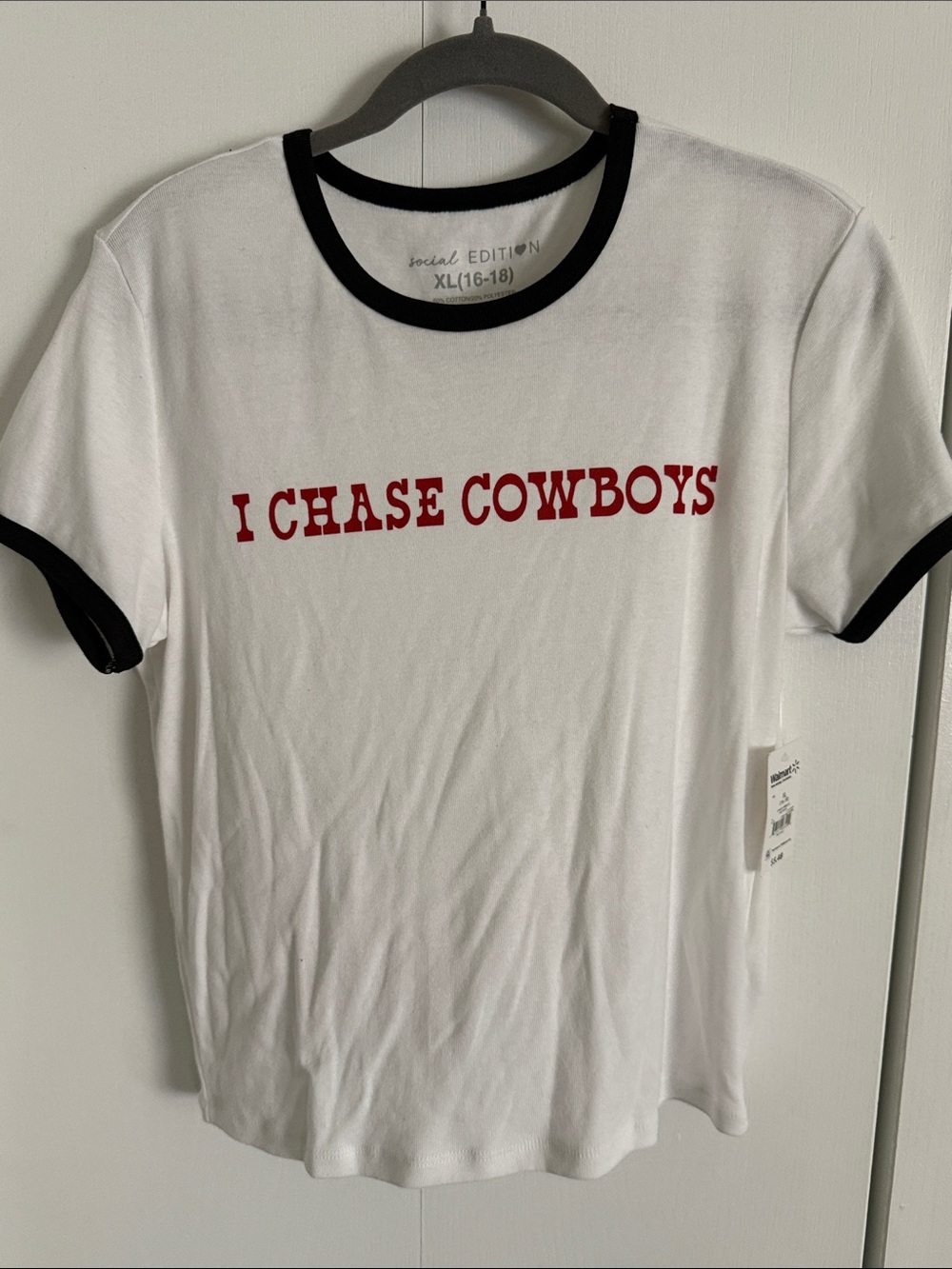Social Edition Sz XL White Ringer Tee with Black Trim NWT